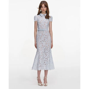 Self Portrait Blue Guipure Lace Midi Dress US 6